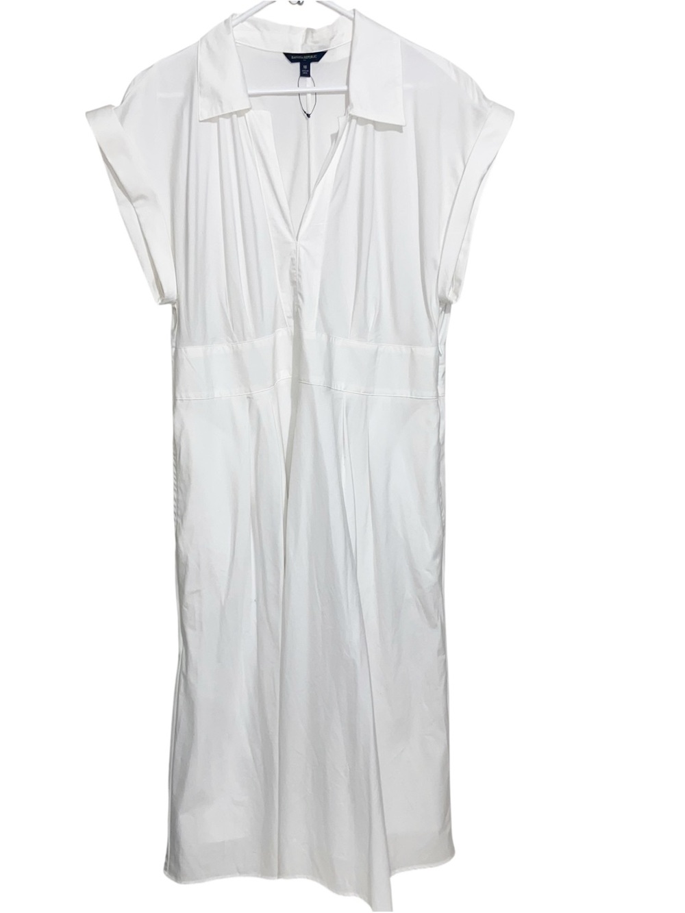 Banana Republic Shirt Dress Womens Size 18 Cotton Poplin Coastal Preppy Midi